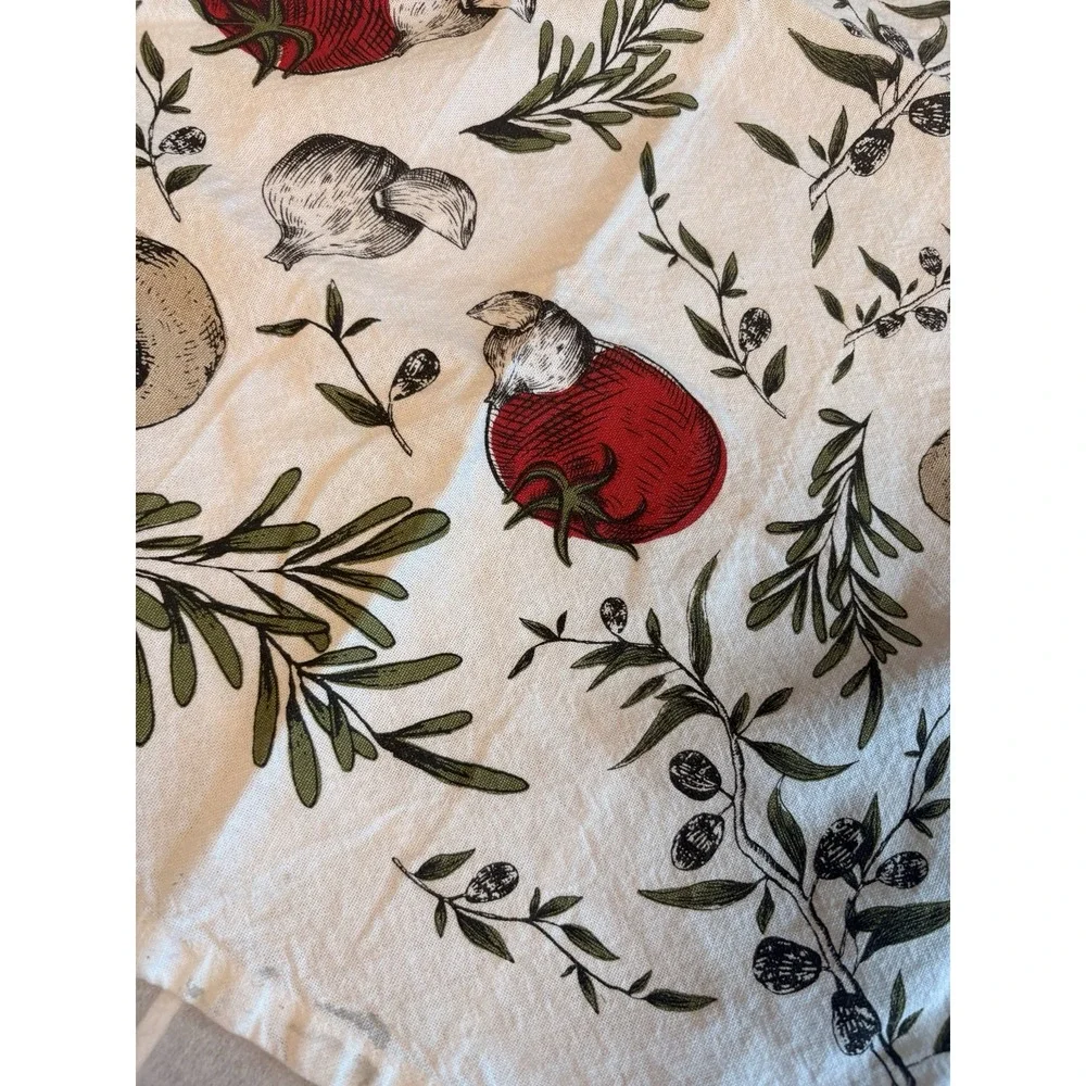 Cottagecore DII Cotton Kitchen Dish Towel Botanical Tomato Garlic Italiancore